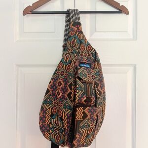 Kavu Multicolor Aztec Print Sling Bag - Teal, Pink, Orange, Black